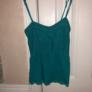 Spaghetti strapped blue/green top